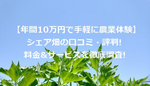 【年間10万円で手軽に農業体験】シェア畑の口コミ・評判!料金&サービスを徹底調査!