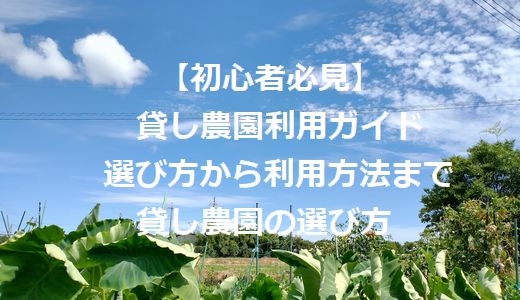 【初心者必見】「シェア畑」と「マイファーム」での貸し農園利用ガイド：選び方から利用方法まで貸し農園の選び方